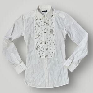 Dolce & Gabbana rhinestone-embellished cotton shirt size16½ / 42
